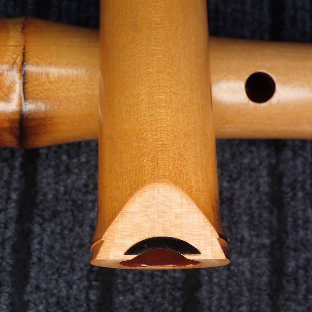 尺八 銘木 (楓)蝴蝶 曲管 1尺９寸(C♯管)