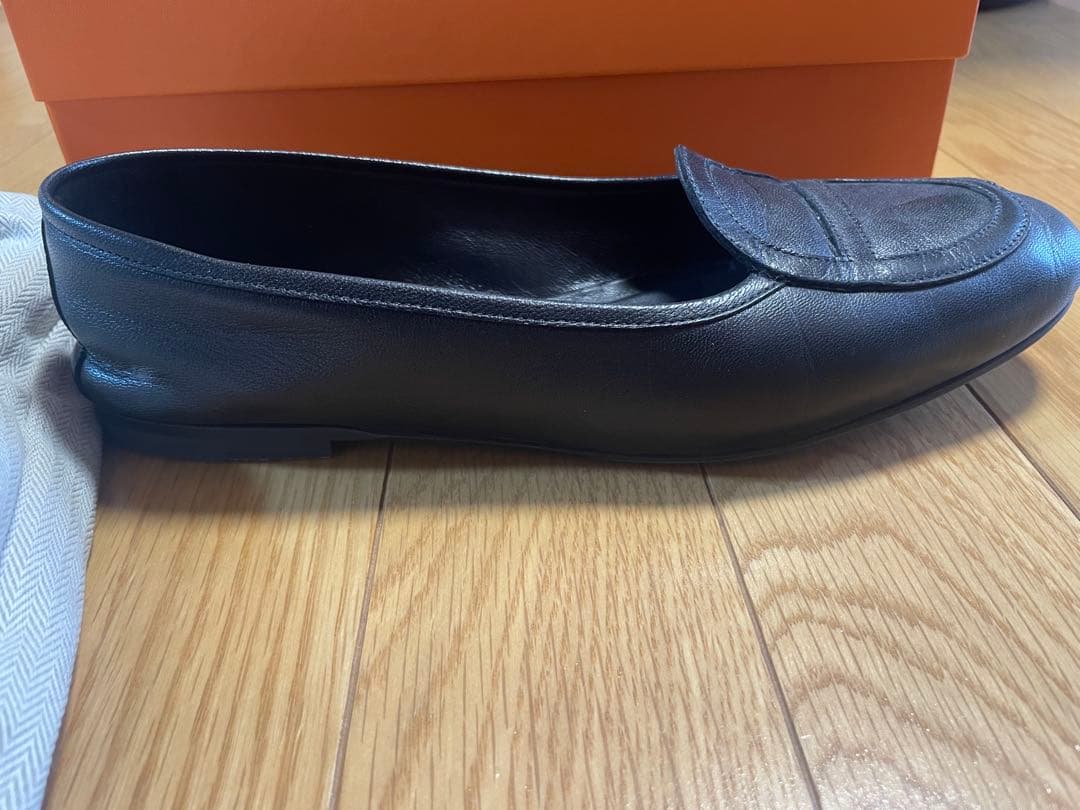 HERMES モカシン　ジュリア　38 黒