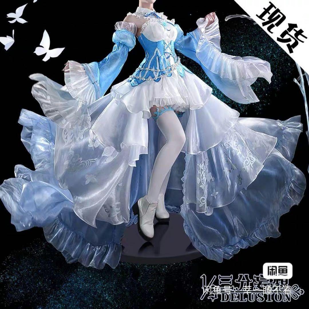 (未着用/三分妄想)リゼロ♥レム♥クリスタルドレス♥コスプレ衣装♥ウィッグ♥