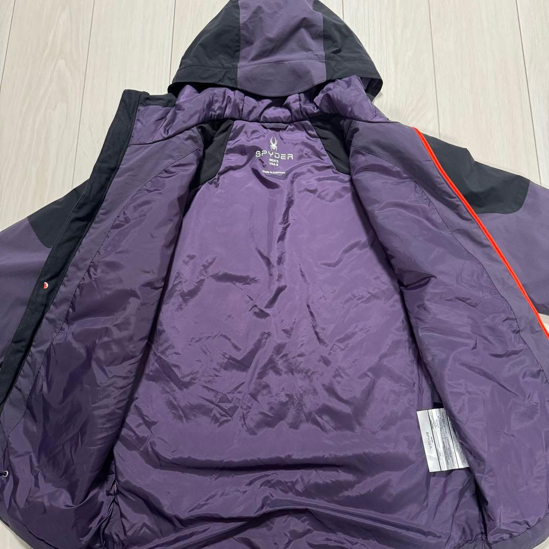 【美品】SPYDER フード付きスキーウェアパープル/ブラック USA メンズM