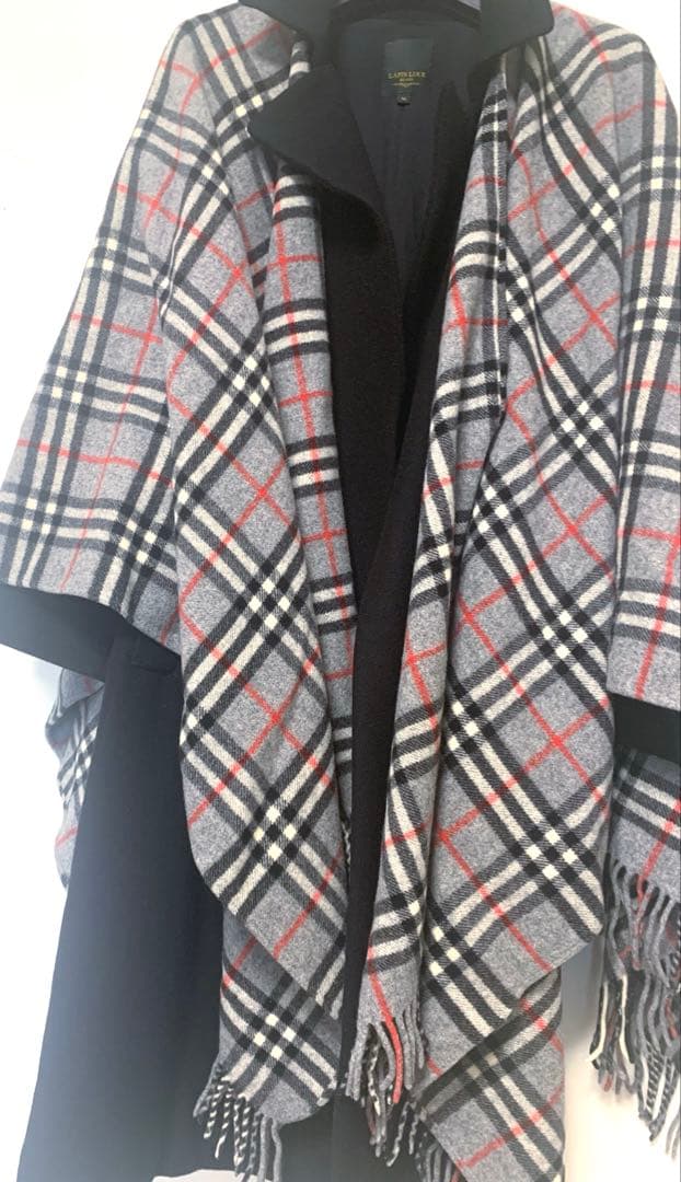 【送料無料】希少！BURBERRY ノヴァチェック ウール カシミアケープ
