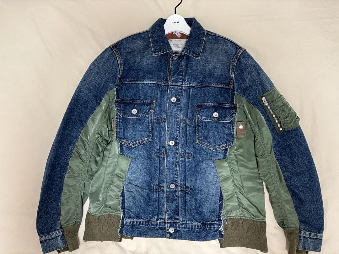 sacai MA-1 デニム コンビネーション ジャケット ドッキング