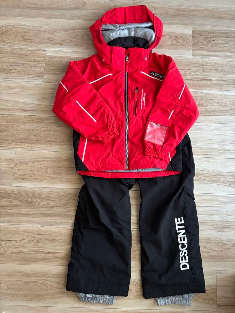 DESCENTE 子ども用スキーウェア レッド/ブラック