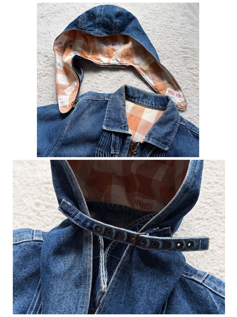 【美品】ピンクハウス デニムフライトジャケット デカロゴ フリル