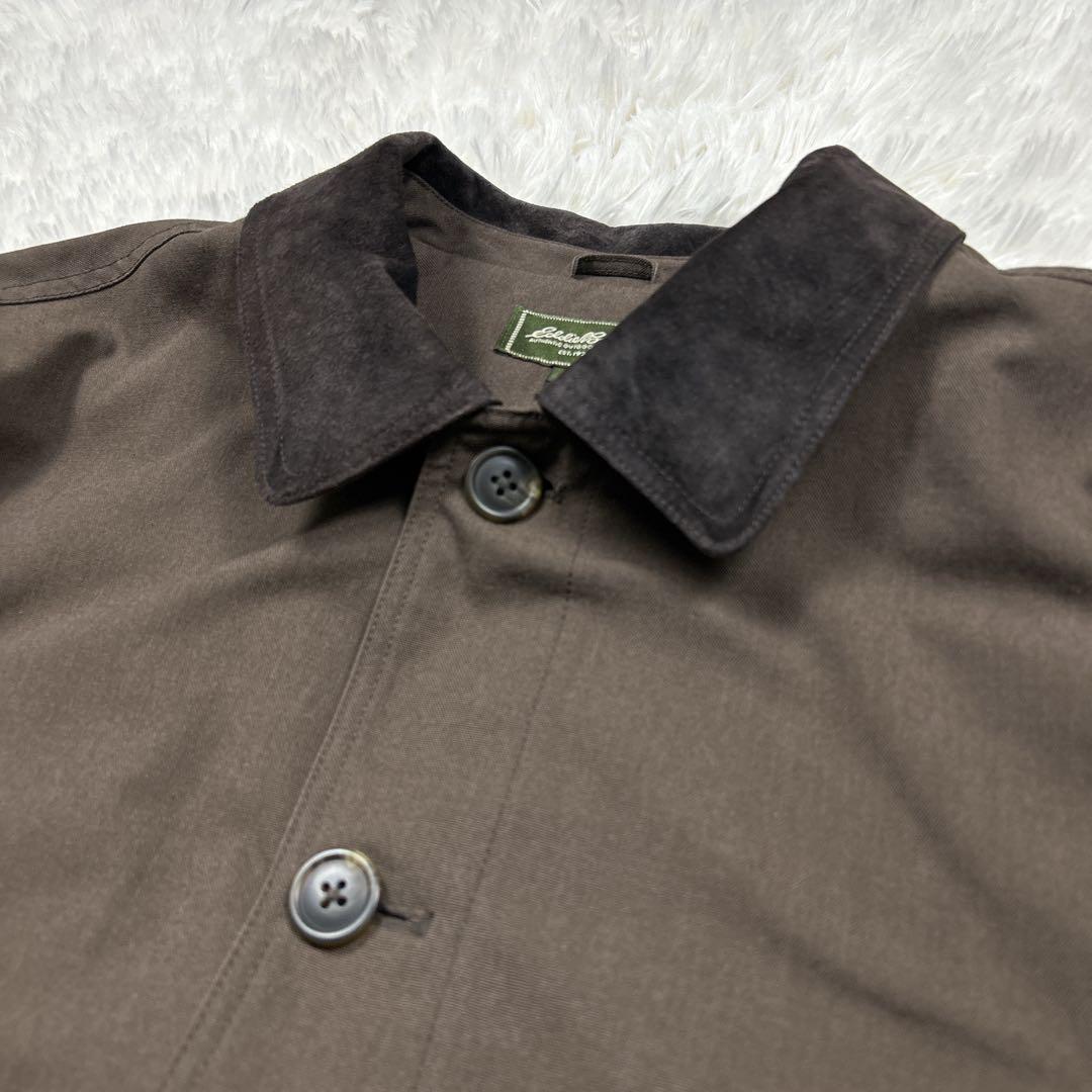 極美品　エディーバウアー　ポリエステルジャケット 豚革襟 カバーオール　L