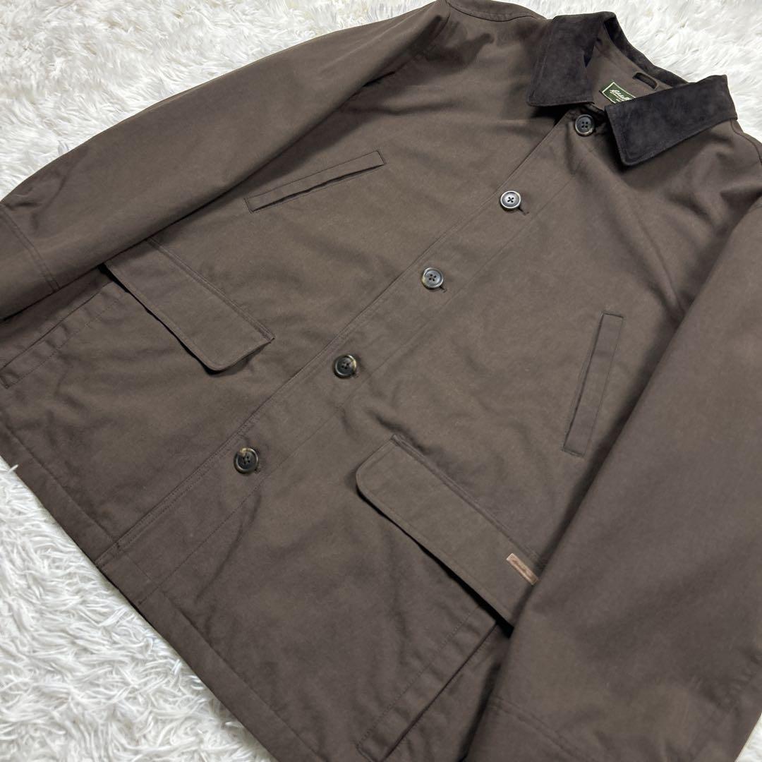 極美品　エディーバウアー　ポリエステルジャケット 豚革襟 カバーオール　L