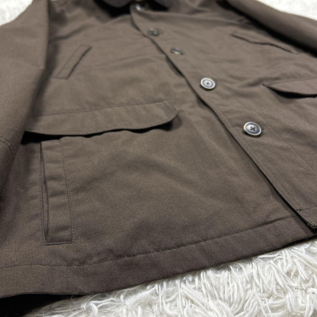 極美品　エディーバウアー　ポリエステルジャケット 豚革襟 カバーオール　L