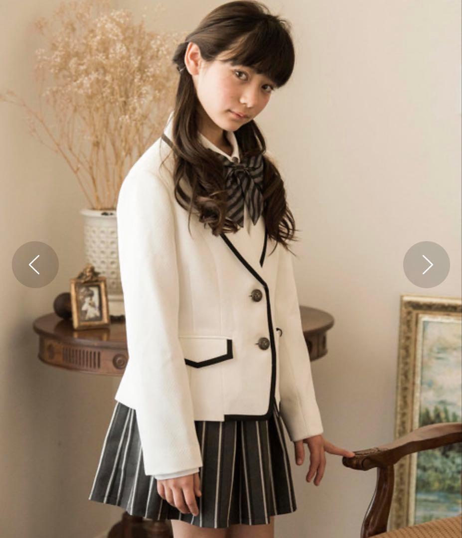 卒服 ミッシェルアルフレッド 白パイピングジャケット×スカートセット 160