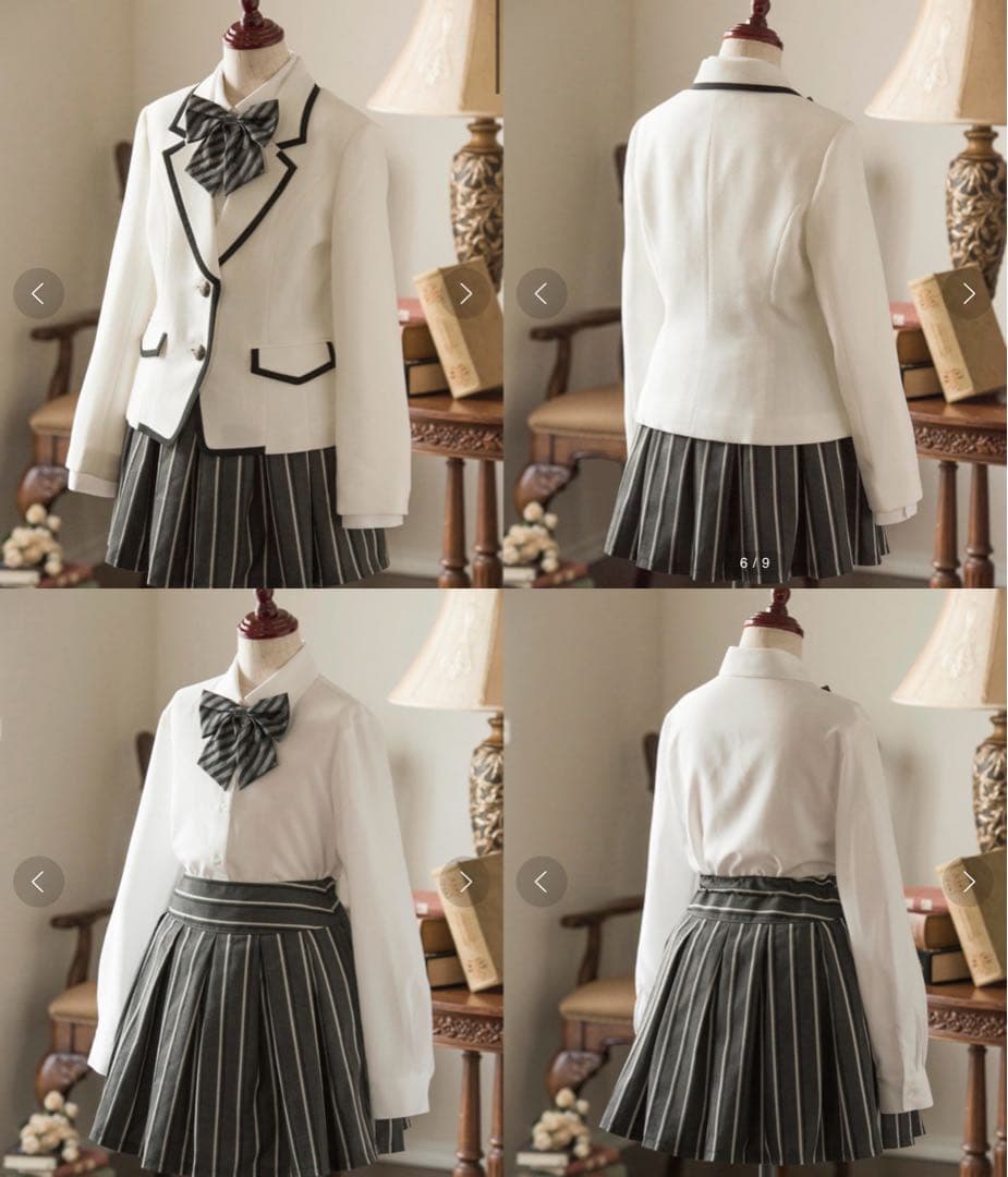 卒服 ミッシェルアルフレッド 白パイピングジャケット×スカートセット 160