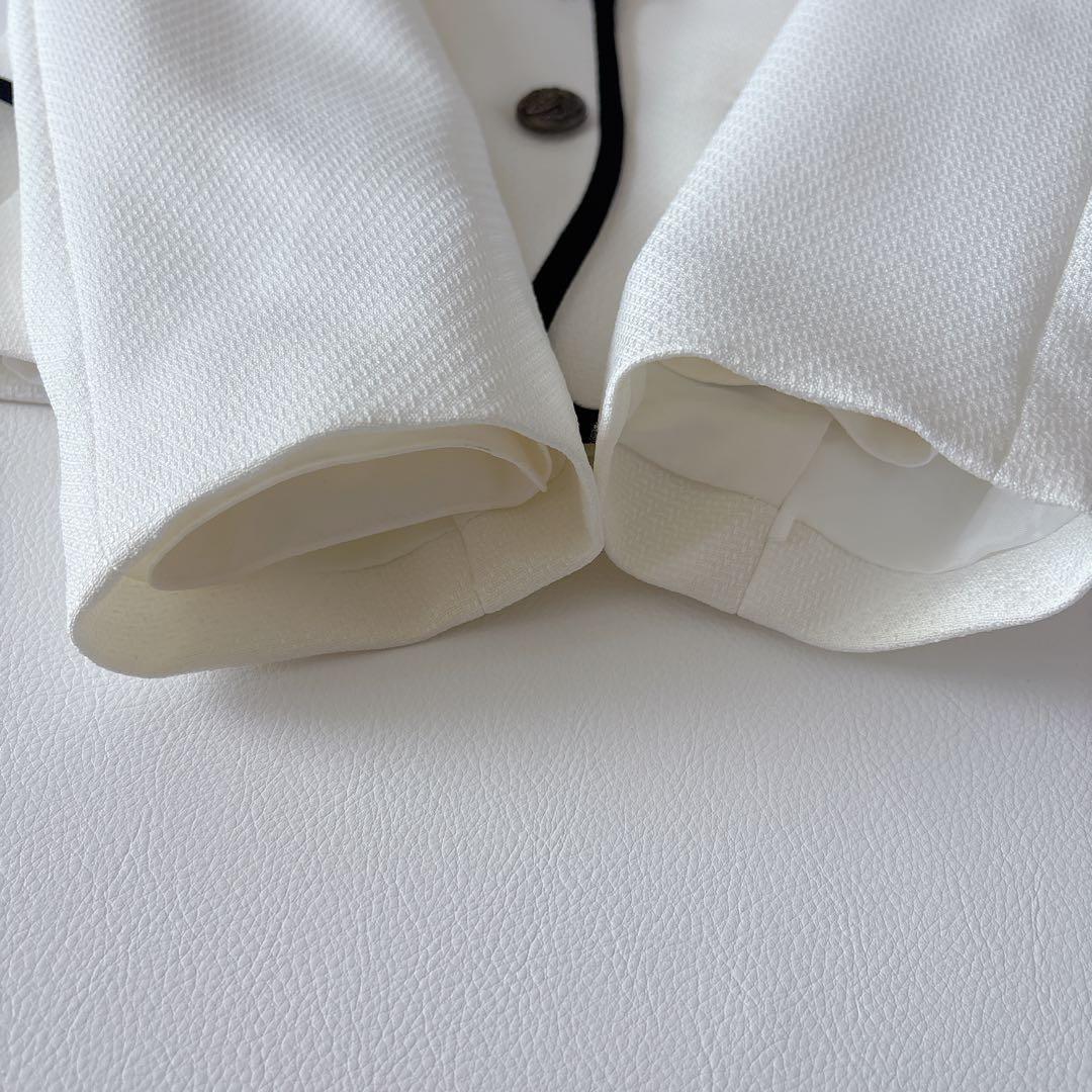 卒服 ミッシェルアルフレッド 白パイピングジャケット×スカートセット 160