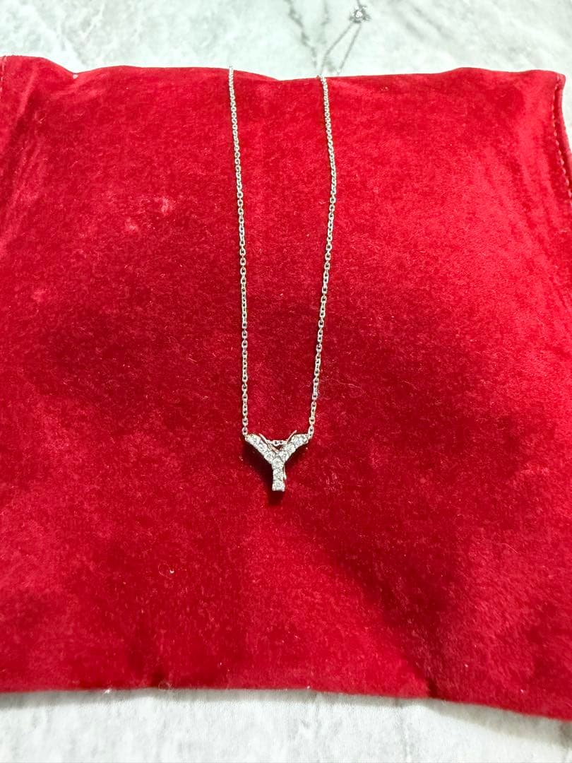 18金アルファベットYホワイトゴールドネックレス