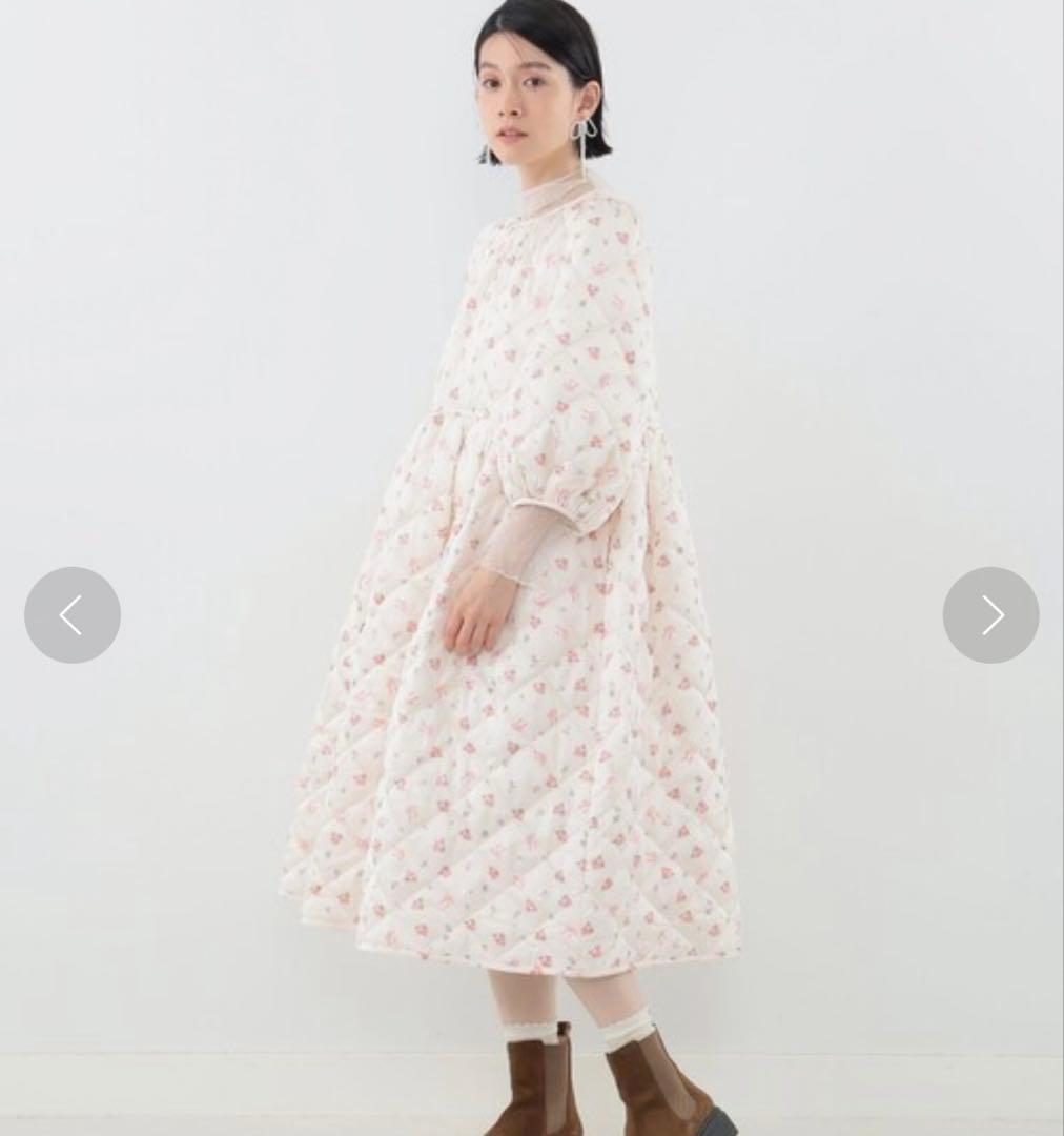 carolina glaser フラワーリボン キルティングワンピース