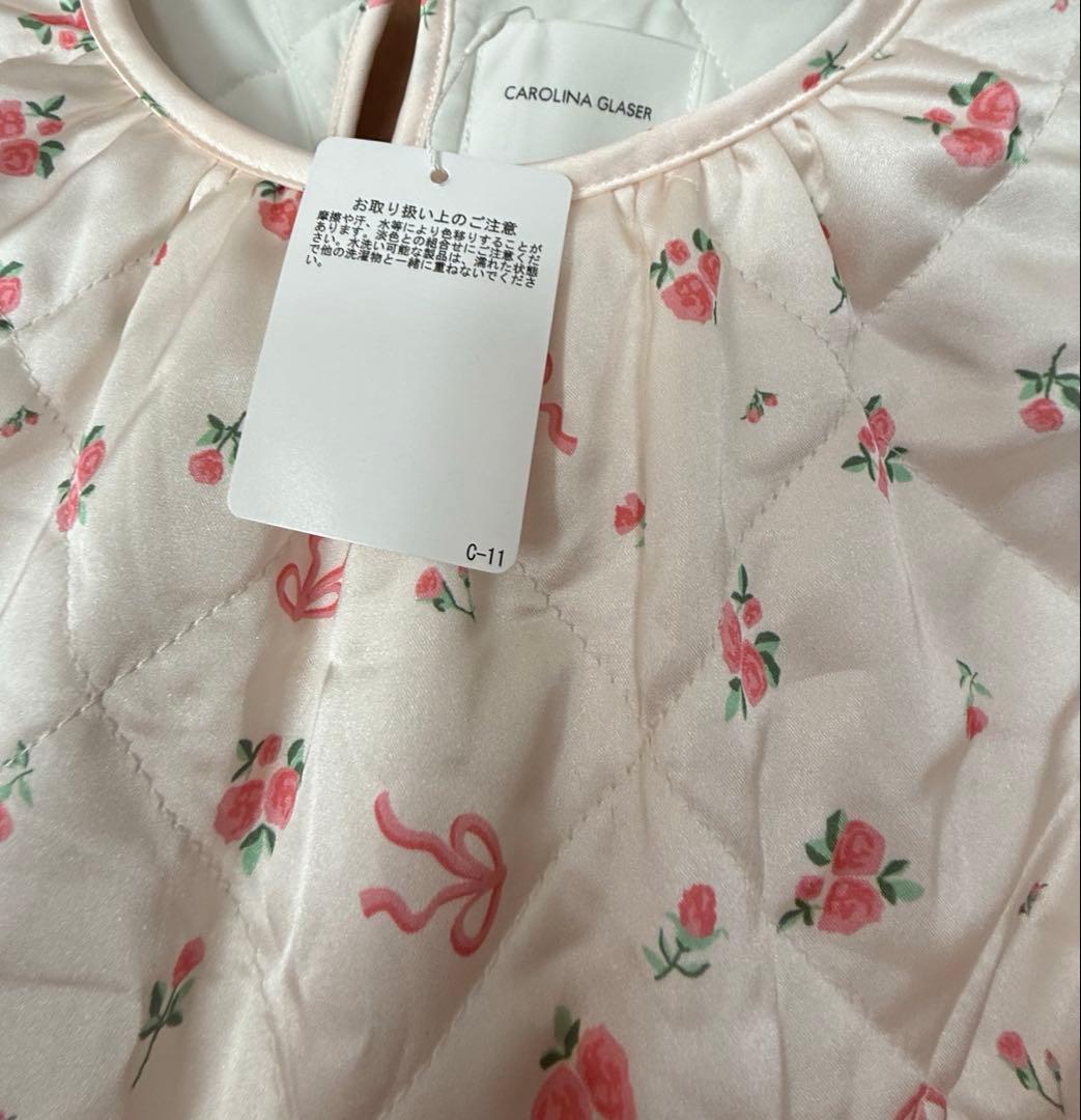 carolina glaser フラワーリボン キルティングワンピース