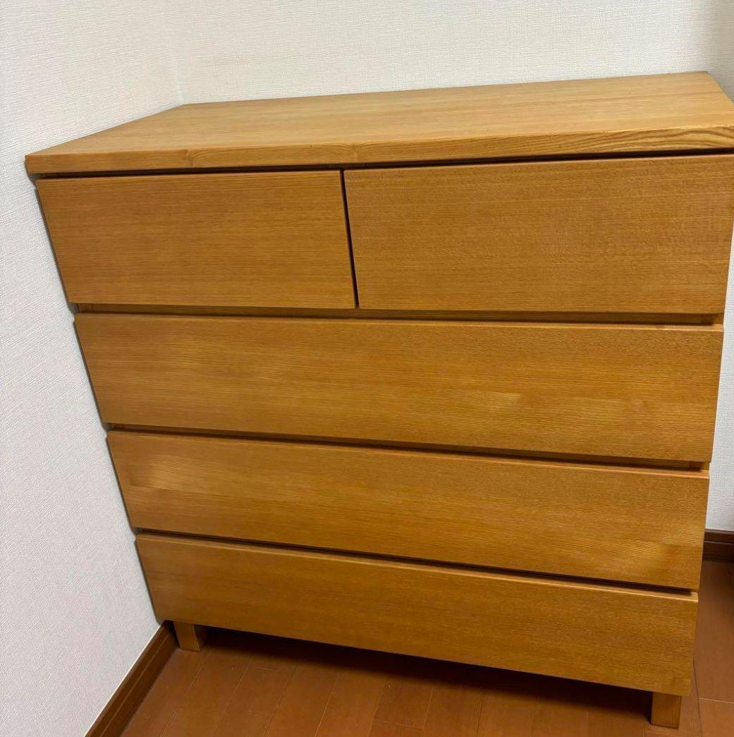 2/7まで【美品】無印良品 オーク材 北欧風ナチュラルキャビネット 四段チェスト