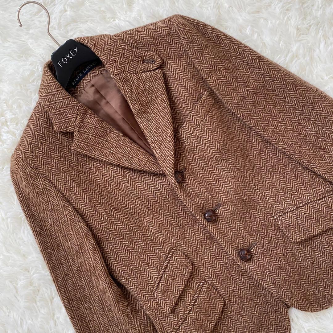 ラルフローレン　テーラードジャケット　ヘリンボーン　くるみボタン　アルパカ