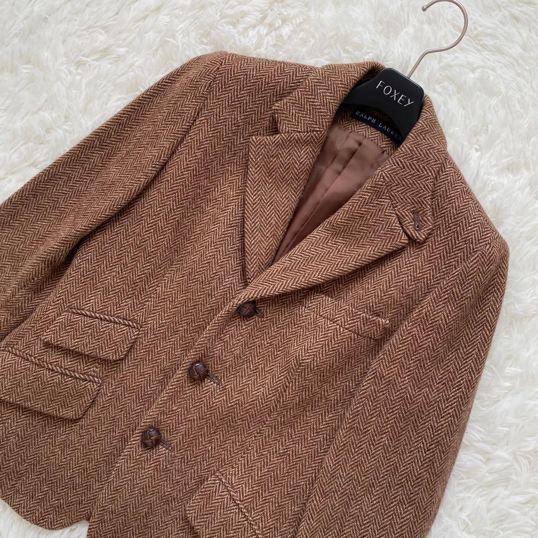 ラルフローレン　テーラードジャケット　ヘリンボーン　くるみボタン　アルパカ