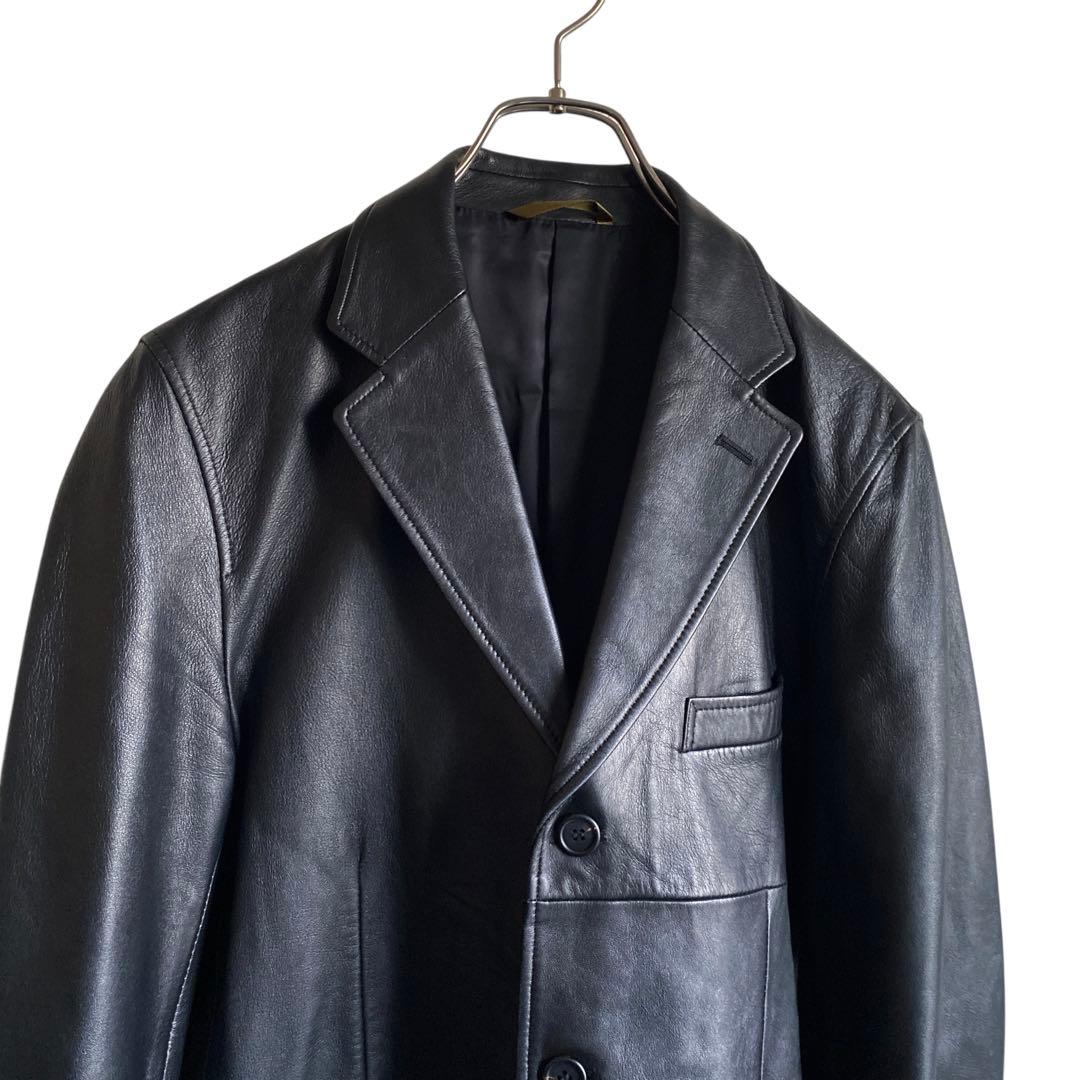 美品 90s〜 Paul Smith ラムレザー テーラードジャケット ブラック
