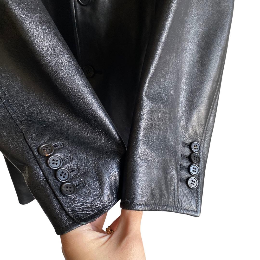美品 90s〜 Paul Smith ラムレザー テーラードジャケット ブラック
