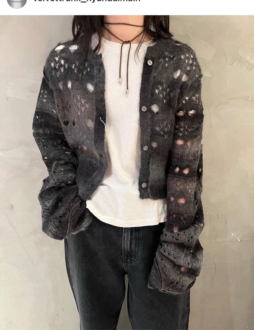 PERVERSE ホールデザイン クロップドカーディガン