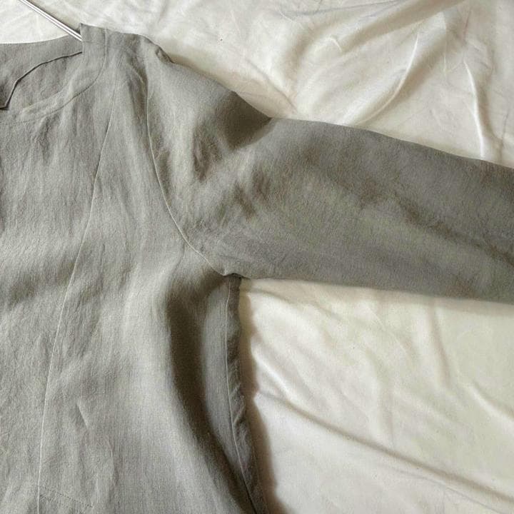 群言堂 石見銀山 麻100% リネンロングワンピース日本製グレーマキシ ゆったり