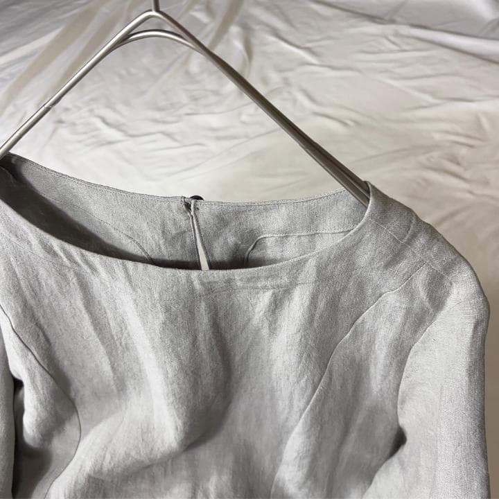 群言堂 石見銀山 麻100% リネンロングワンピース日本製グレーマキシ ゆったり