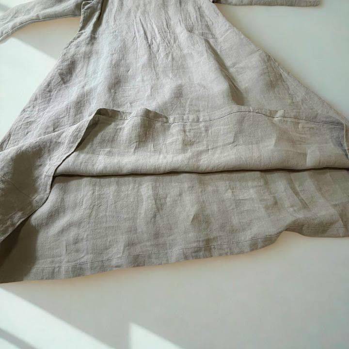 群言堂 石見銀山 麻100% リネンロングワンピース日本製グレーマキシ ゆったり