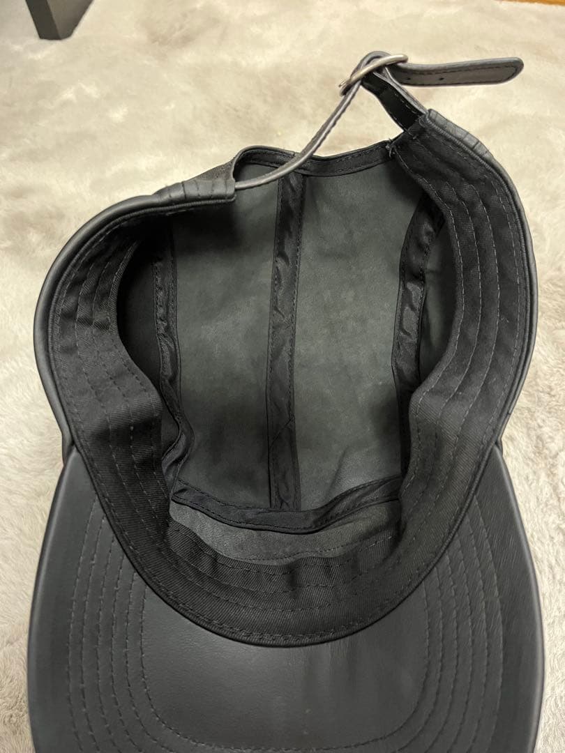 【mu様】Supreme ブラック レザー ベースボールキャップ