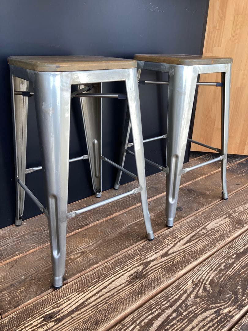 インダストリアルスタイル バースツール 2脚セット