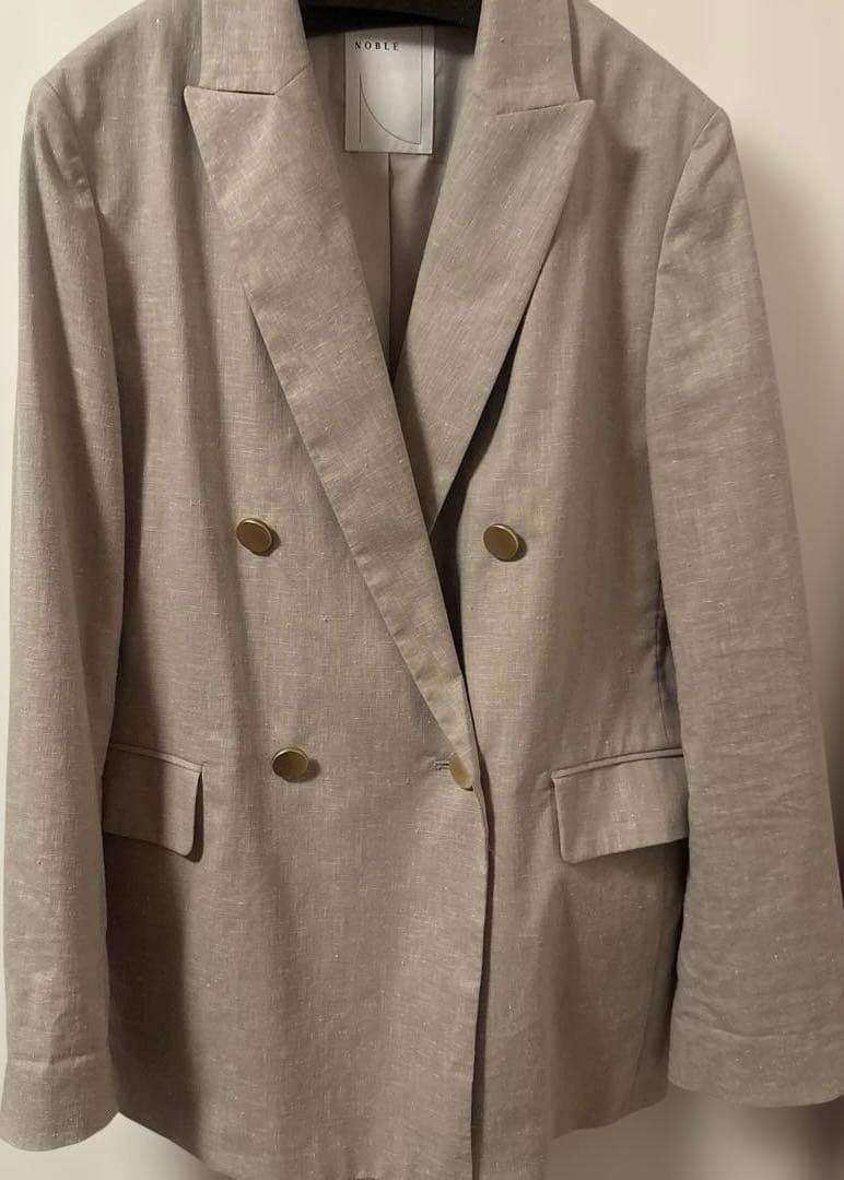 eimi様NOBLE 麻ストレッチピークドラペルジャケット　グレーB 38