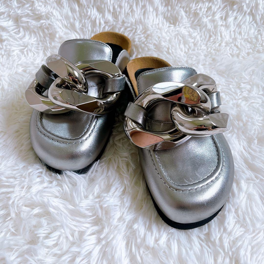 [美品]JW ANDERSON チェーンバックレスレザーローファー 36