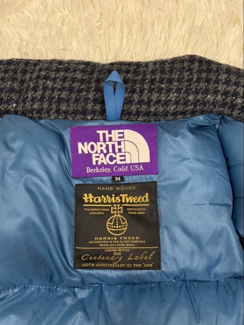 ナナミカ別注　ノースフェイス×ハリスツイード ダウンベスト M 千鳥格子柄