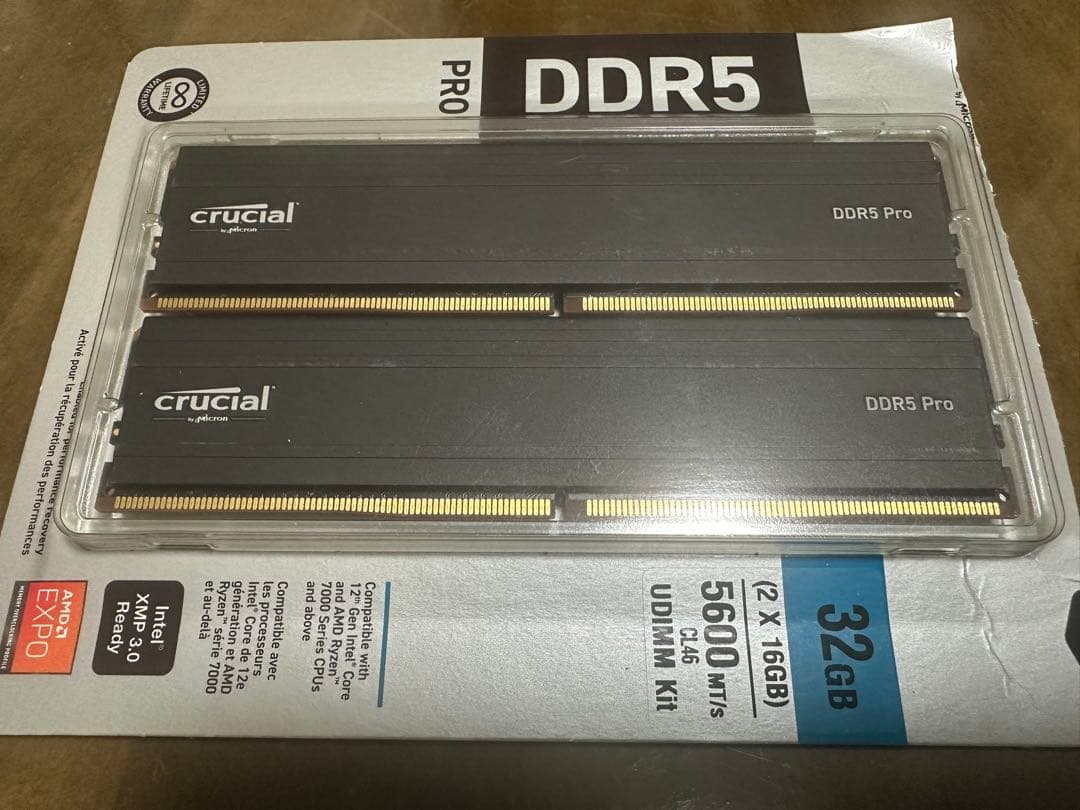 メモリー crucial DDR5 Pro 32GB (2 x 16GB)