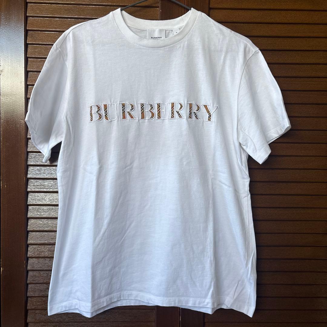 BURBERRY チェックロゴ Tシャツ 白 Mサイズ
