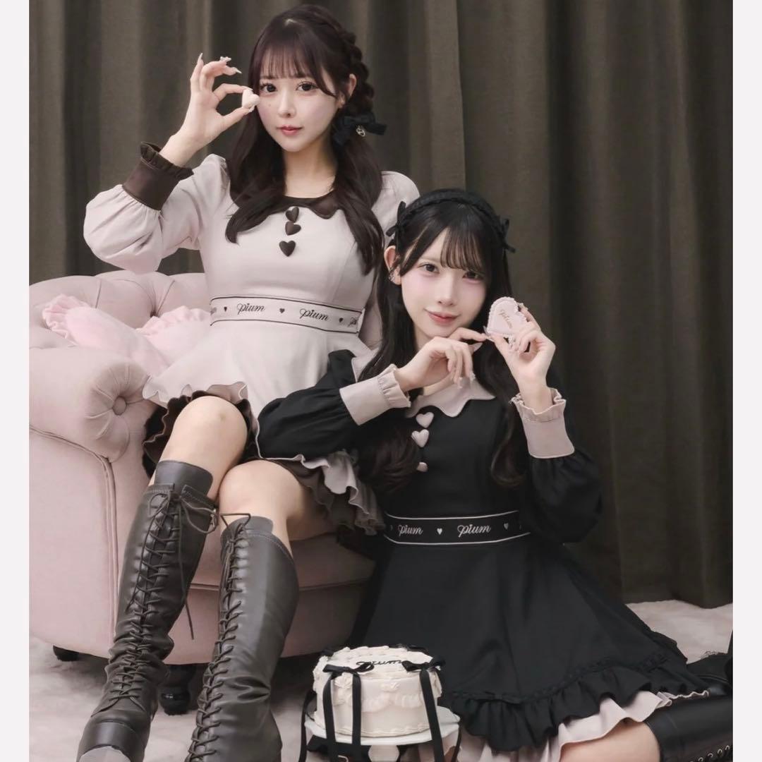 pium ぴうむ melty chocolateフレアミニワンピース 黒