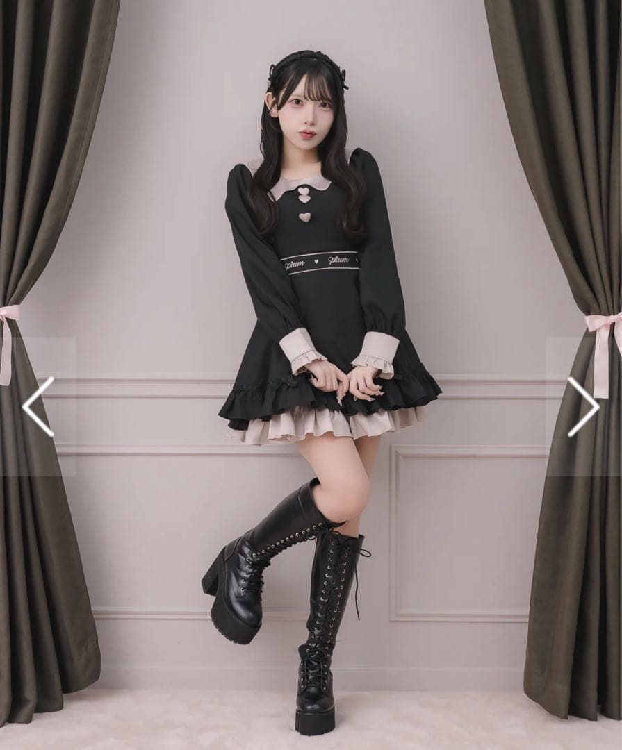 pium ぴうむ melty chocolateフレアミニワンピース 黒