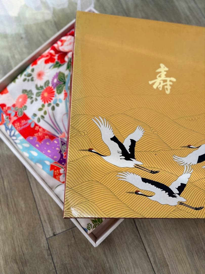 【新品】お宮参り用 花柄着物 保管品 ) 正絹 女児 お宮参り 産着 きもの