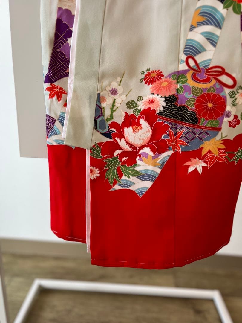 【新品】お宮参り用 花柄着物 保管品 ) 正絹 女児 お宮参り 産着 きもの