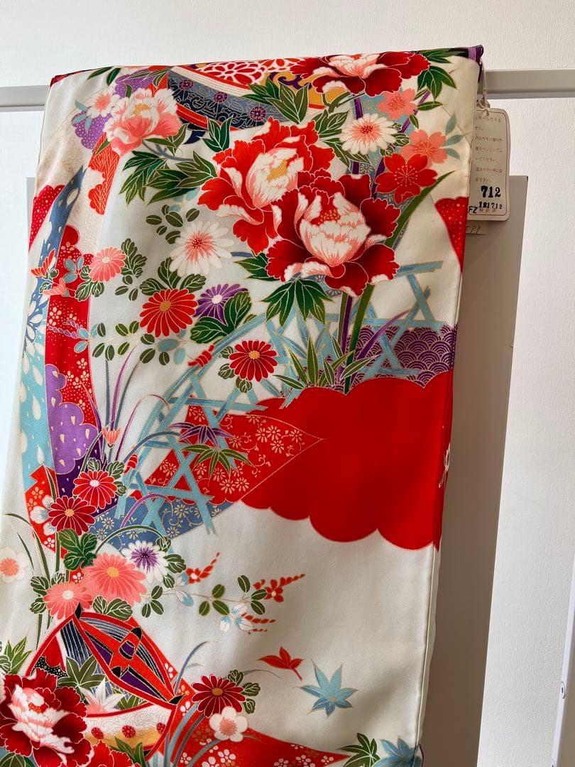 【新品】お宮参り用 花柄着物 保管品 ) 正絹 女児 お宮参り 産着 きもの