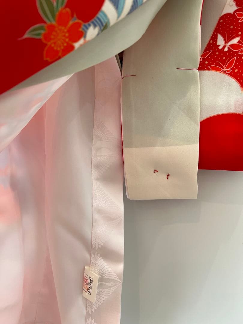 【新品】お宮参り用 花柄着物 保管品 ) 正絹 女児 お宮参り 産着 きもの