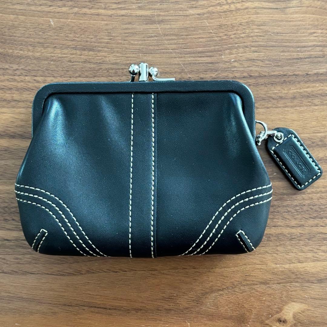 COACH　コーチ　がま口　ケース　革　黒