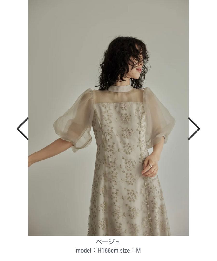 【値下げ中】niana ニアナ　オーガンジーパフスリーブ刺繍レース　オケージョン