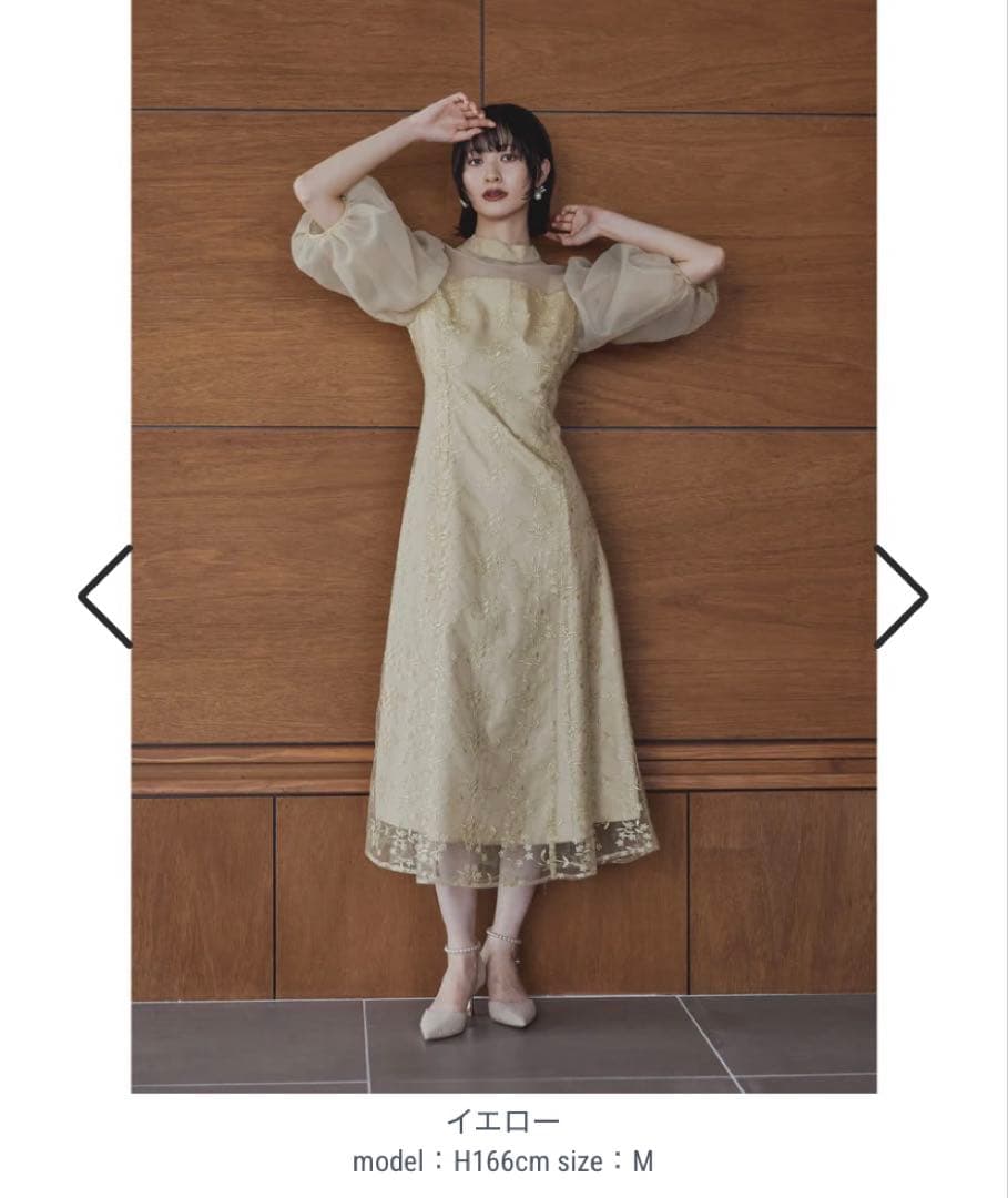 【値下げ中】niana ニアナ　オーガンジーパフスリーブ刺繍レース　オケージョン