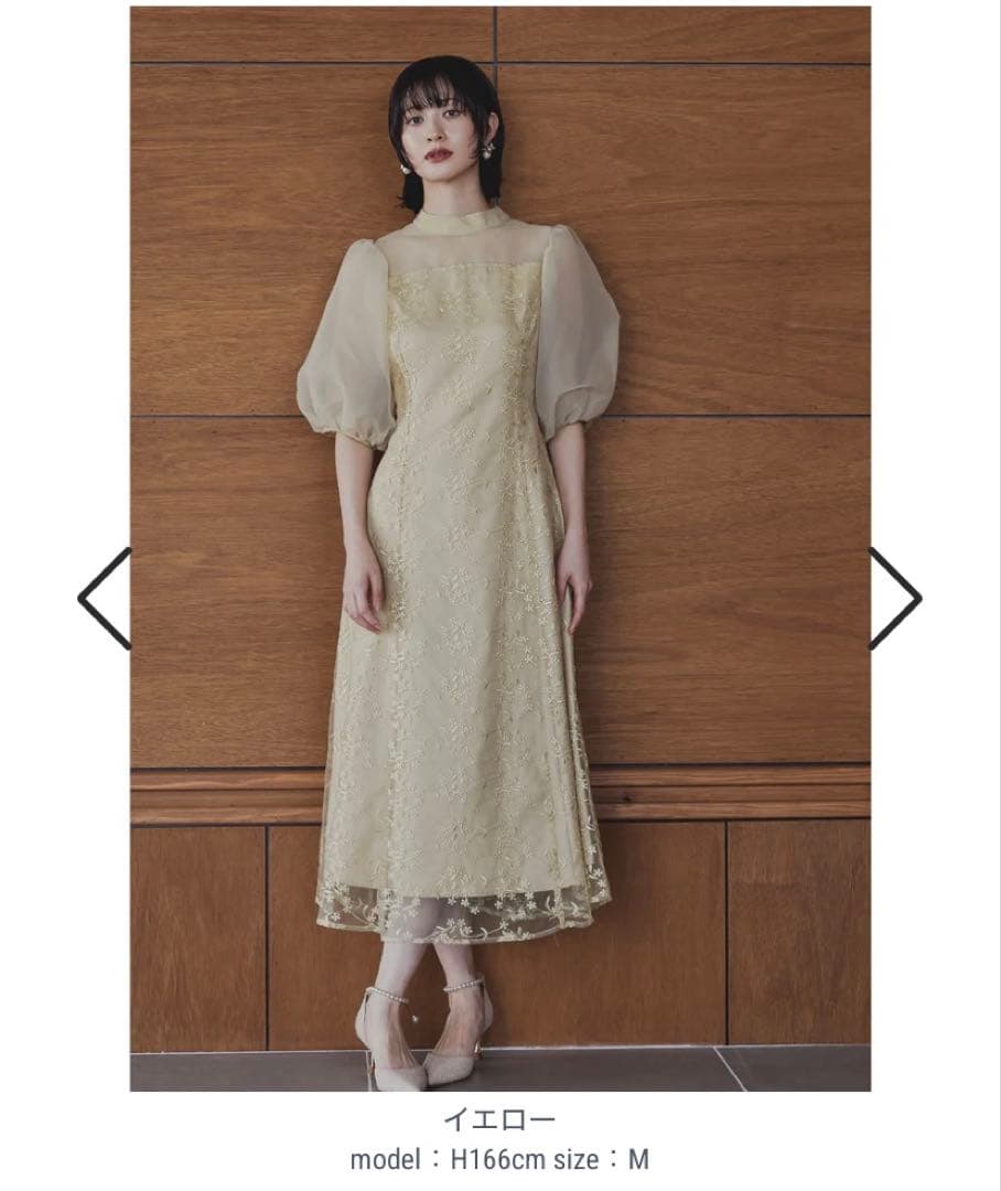 【値下げ中】niana ニアナ　オーガンジーパフスリーブ刺繍レース　オケージョン