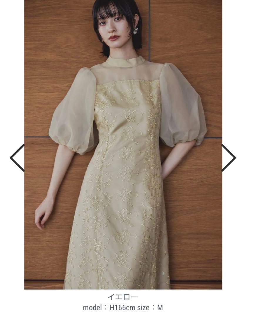 【値下げ中】niana ニアナ　オーガンジーパフスリーブ刺繍レース　オケージョン