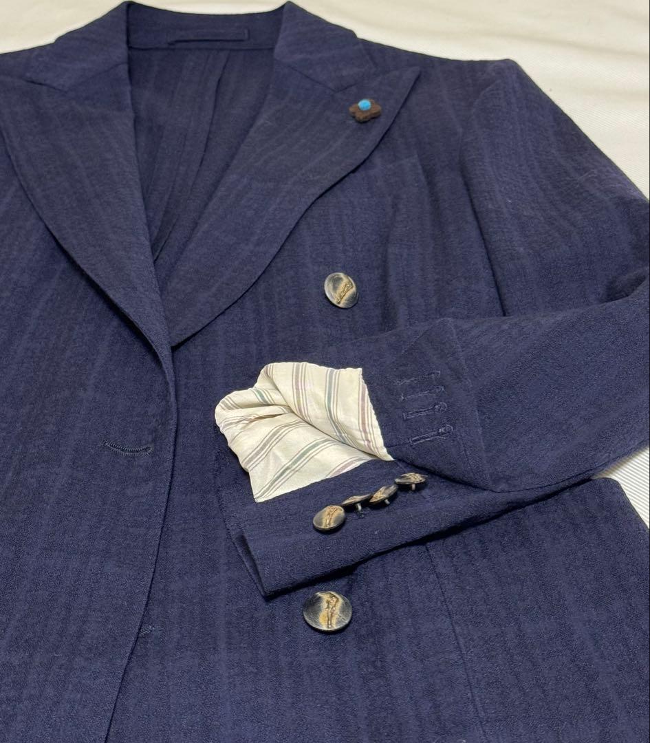 ◆ 正規品【46】LARDINI◆美品！秋冬物『６Ｂダブル・ジャケット』紺◆