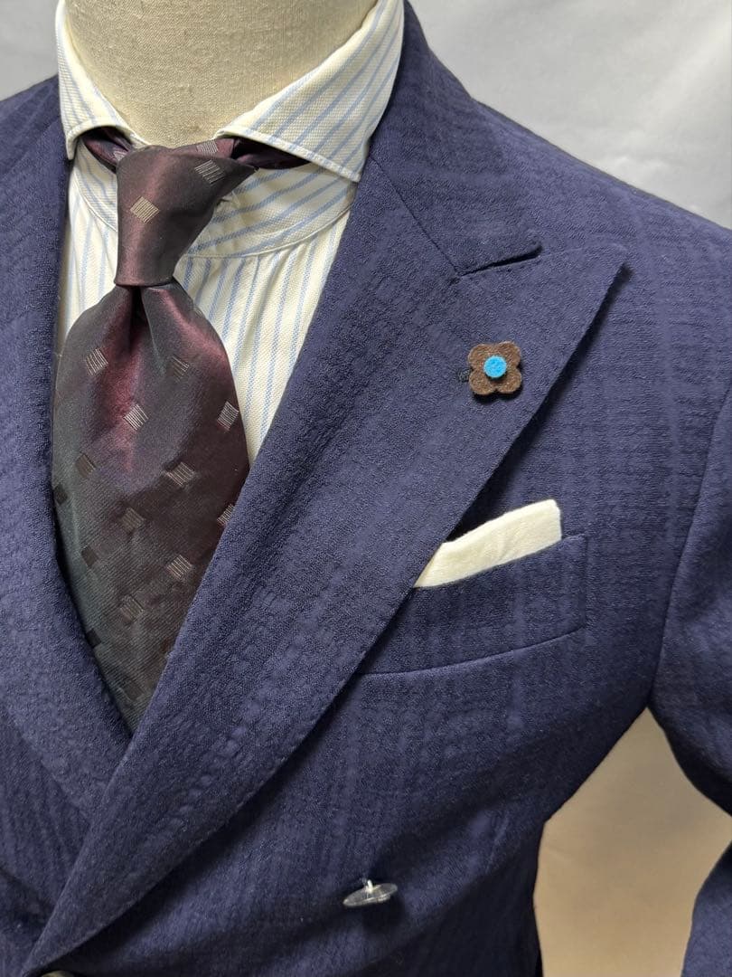 ◆ 正規品【46】LARDINI◆美品！秋冬物『６Ｂダブル・ジャケット』紺◆