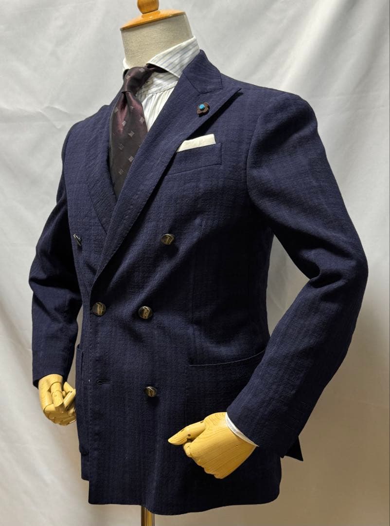 ◆ 正規品【46】LARDINI◆美品！秋冬物『６Ｂダブル・ジャケット』紺◆