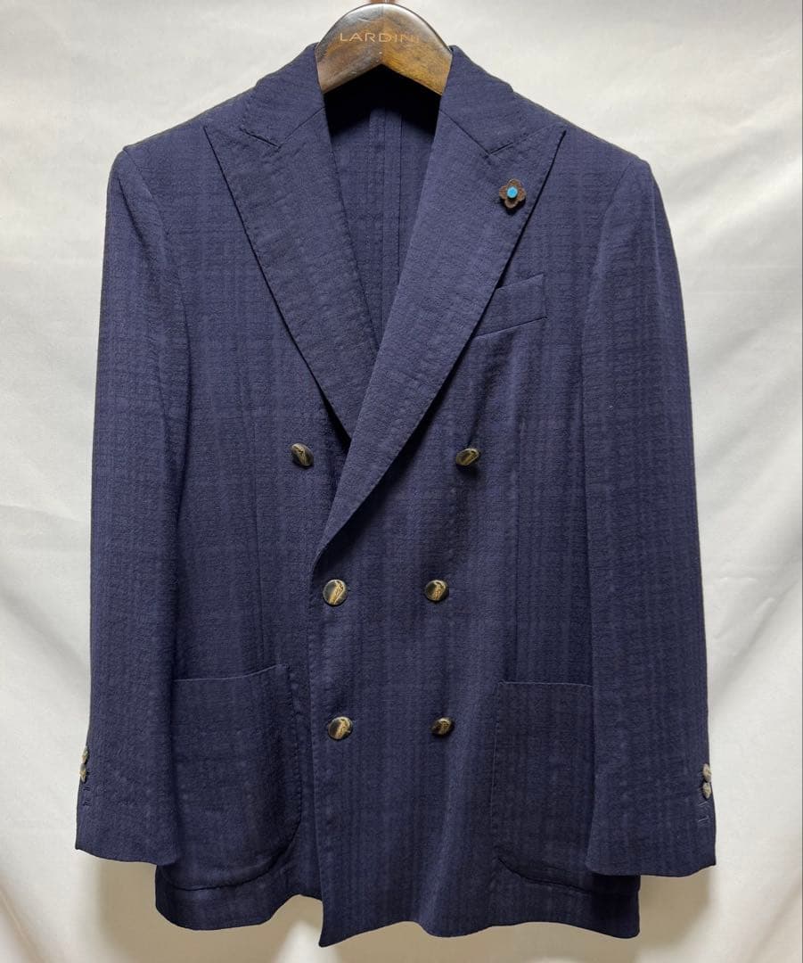 ◆ 正規品【46】LARDINI◆美品！秋冬物『６Ｂダブル・ジャケット』紺◆