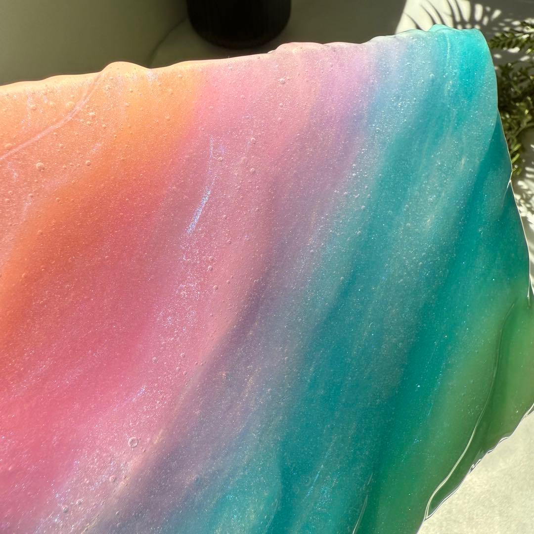 レジンアート　虹×波。　海アート　オーシャンアート　インテリアパネル