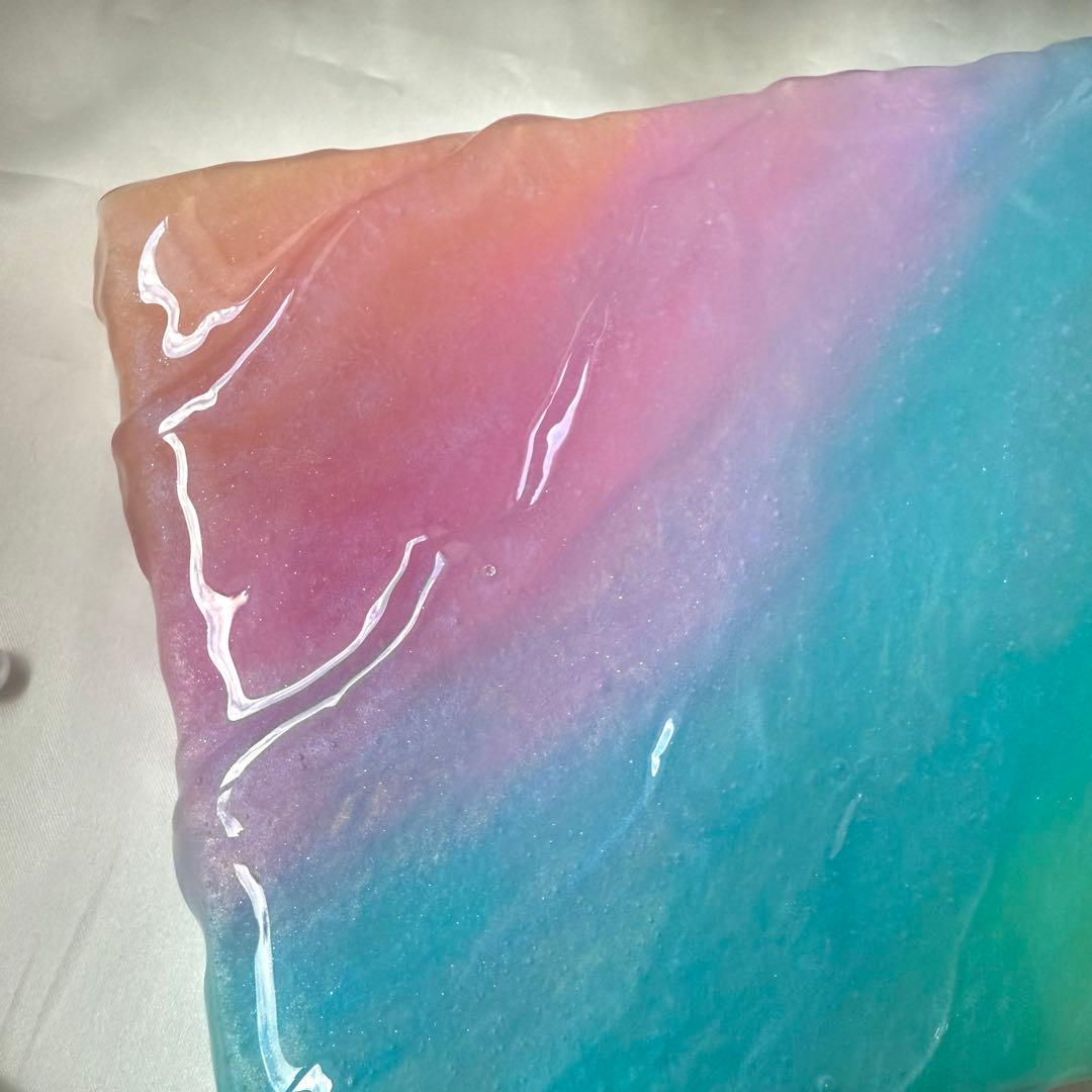 レジンアート　虹×波。　海アート　オーシャンアート　インテリアパネル